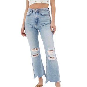 BDG Wilco High Waisted Cropped Distressed Flare Jeans